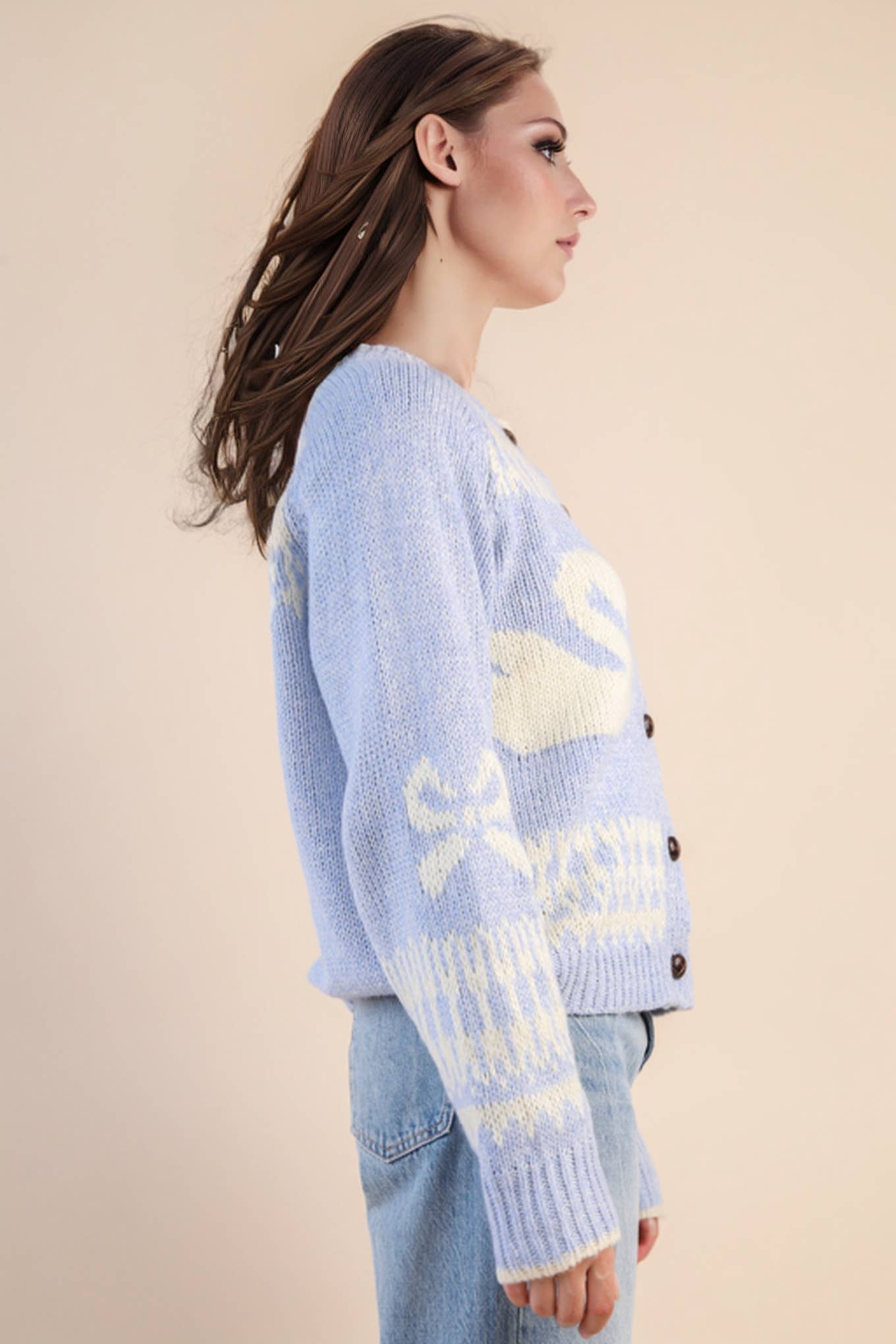 Oversized Swan Casual Knit Sweater Cardigan