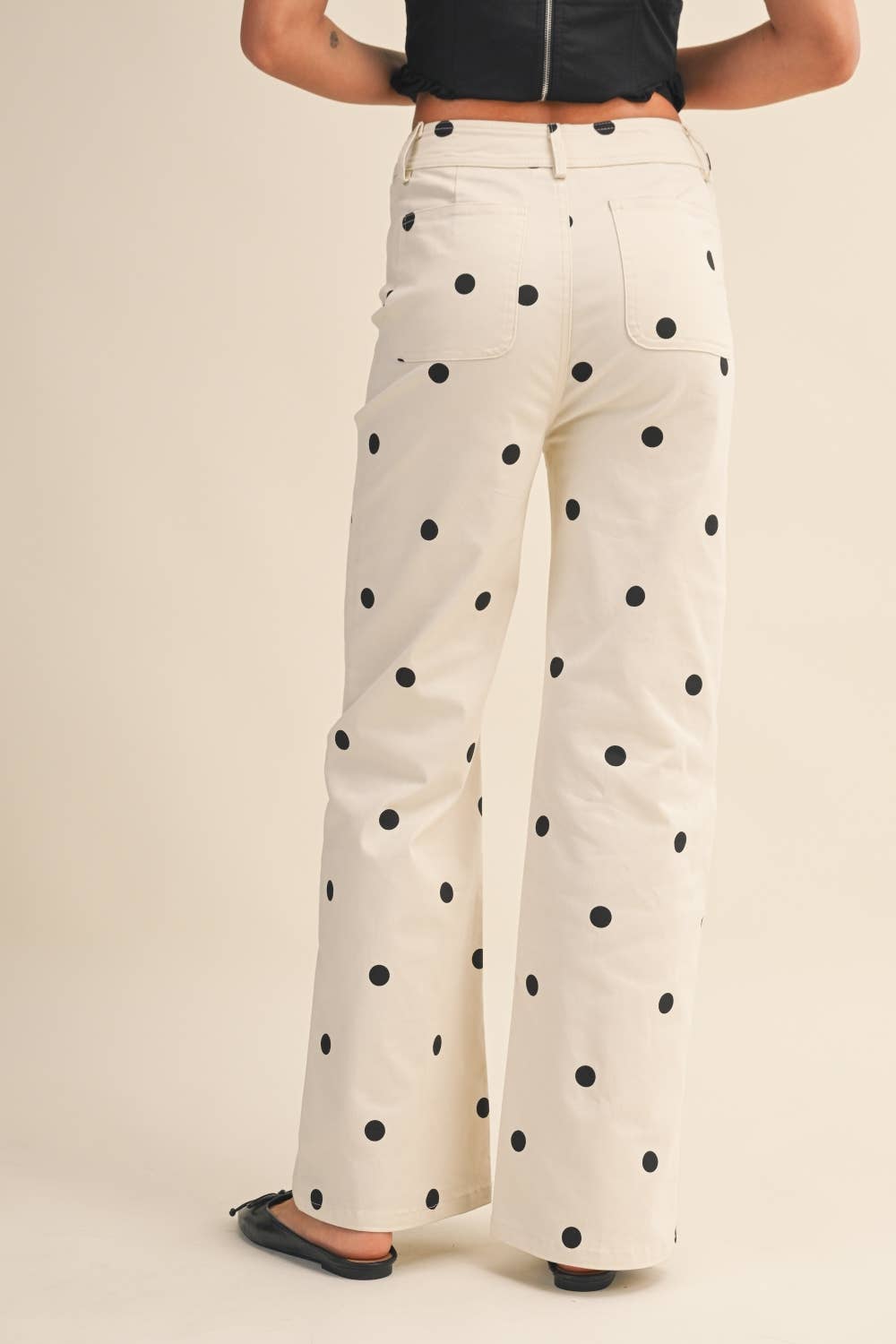 Polka Dot Denim Pants