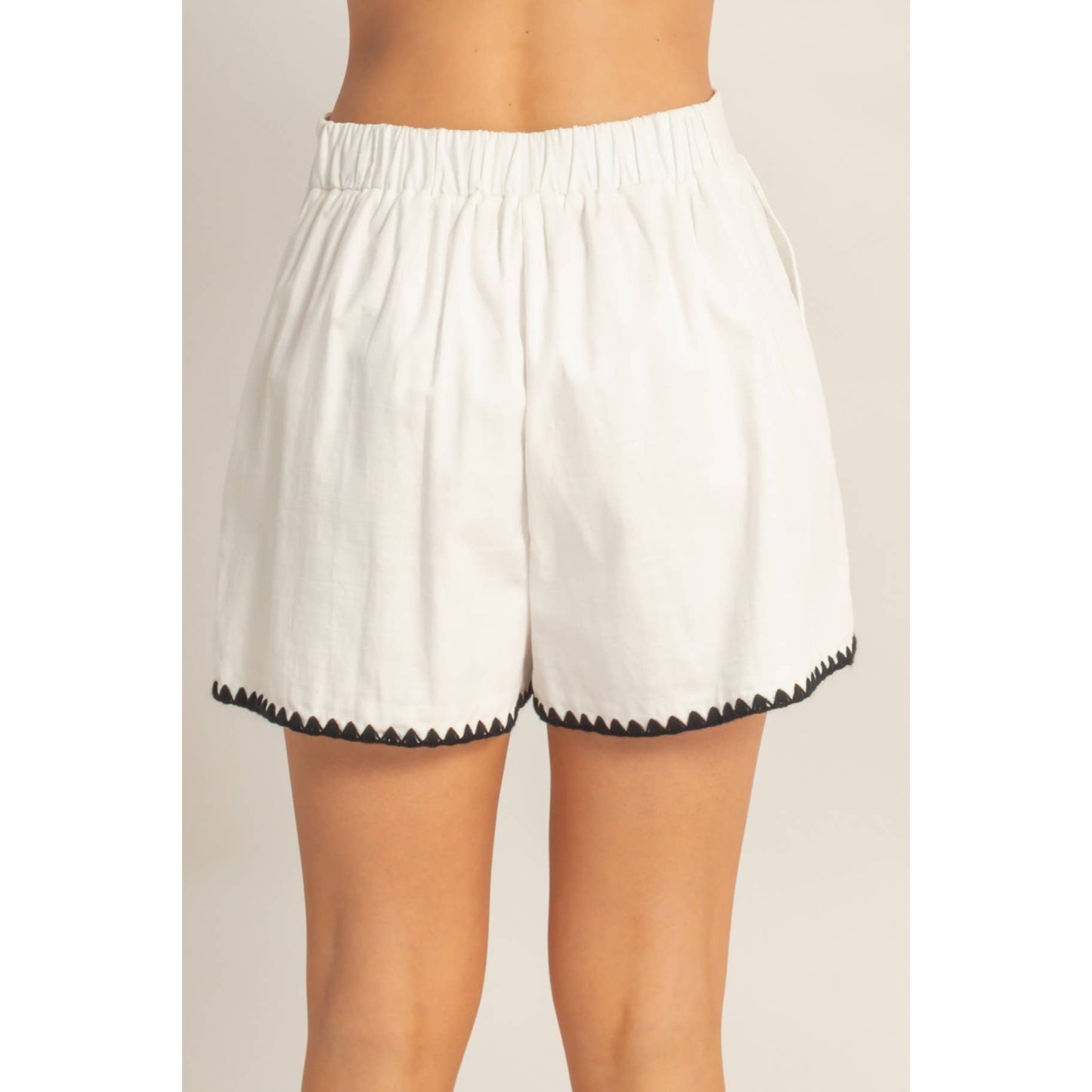 Scallop Trim High-Waisted Shorts