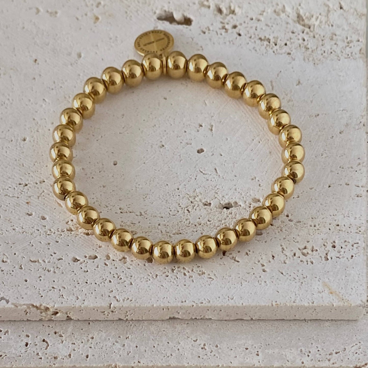 Gold Beaded Bracelet 18k gold plated stainless steel beads