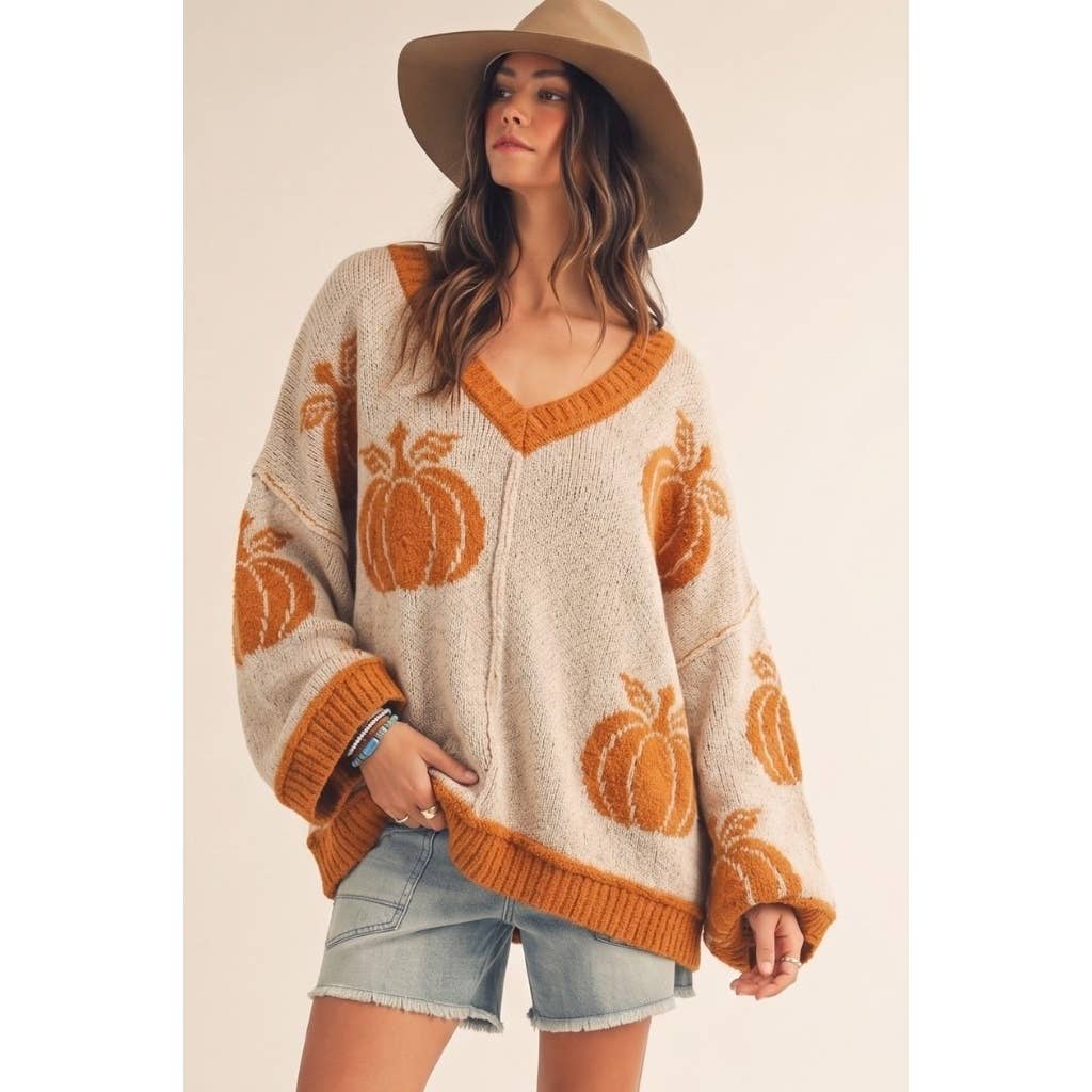 Rustic Pumpkin Relaxed Fit Knit Pullover