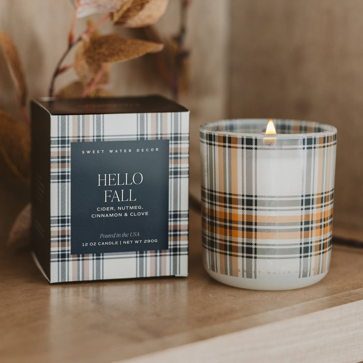 Hello Fall 12 oz Boxed Soy Candle - Fall Decor & Gifts