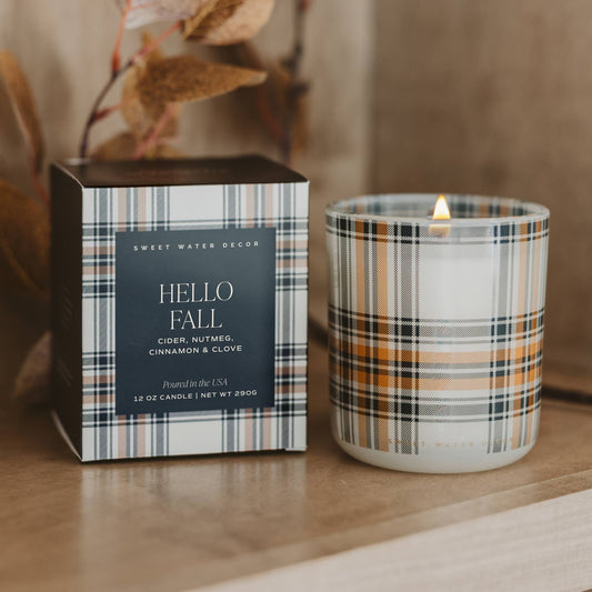 Hello Fall 12 oz Boxed Soy Candle - Fall Decor & Gifts