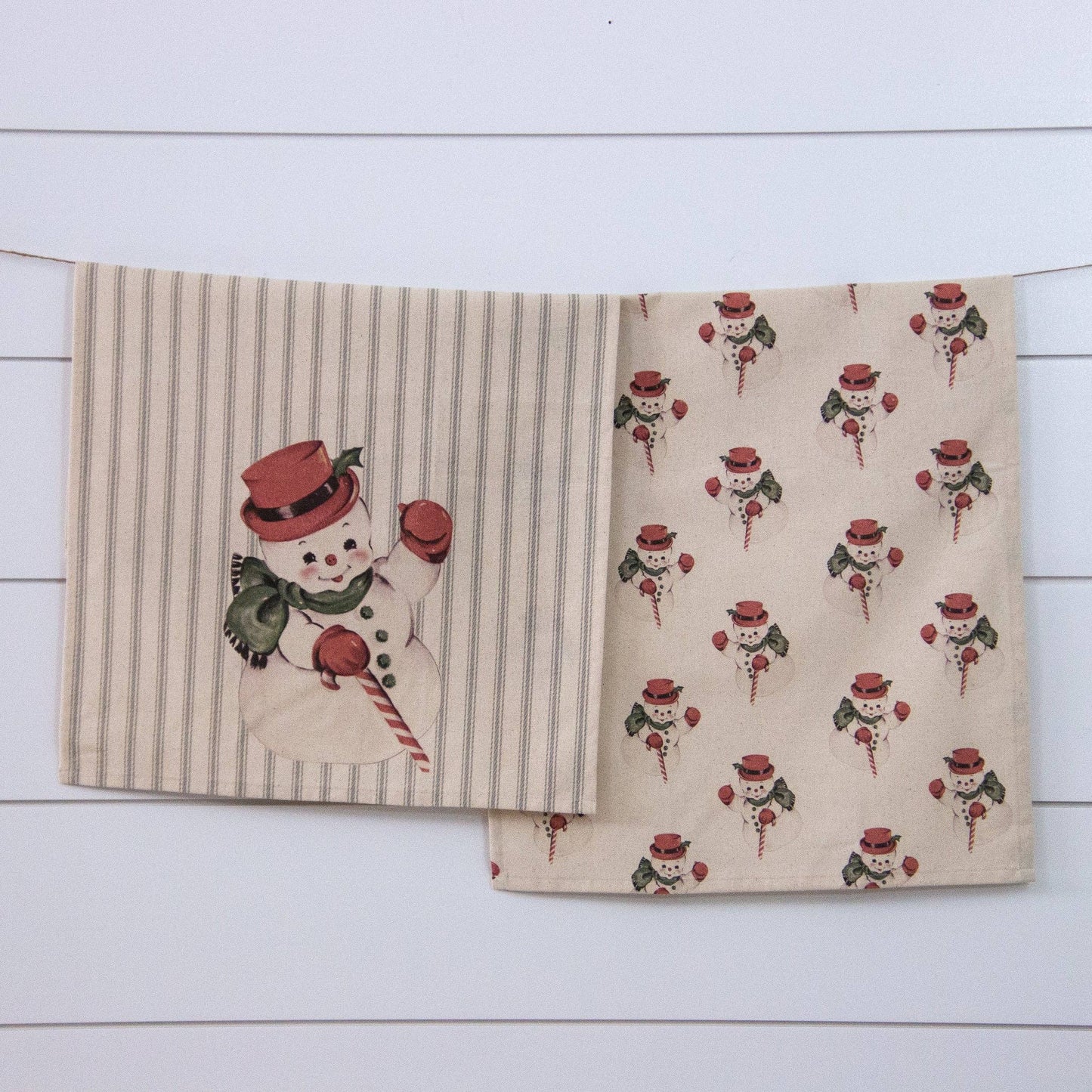 Tea Towels - Vintage Snowman (Pk/02 Ast)