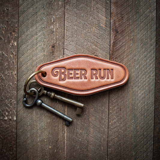 Beer Run Leather Keychain Motel Style