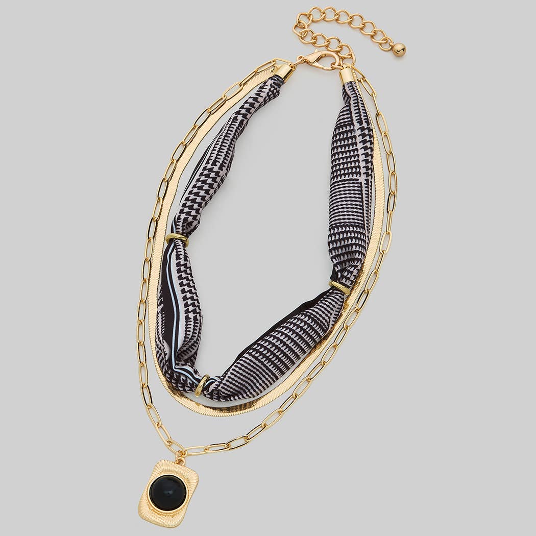 Black Scarf Layered Necklace