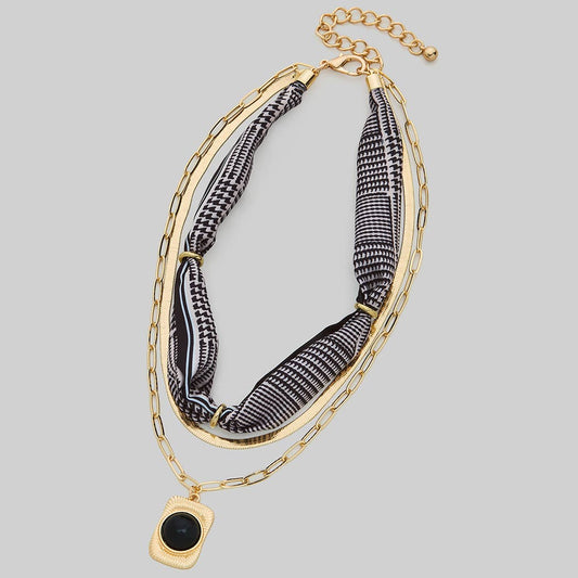 Black Scarf Layered Necklace