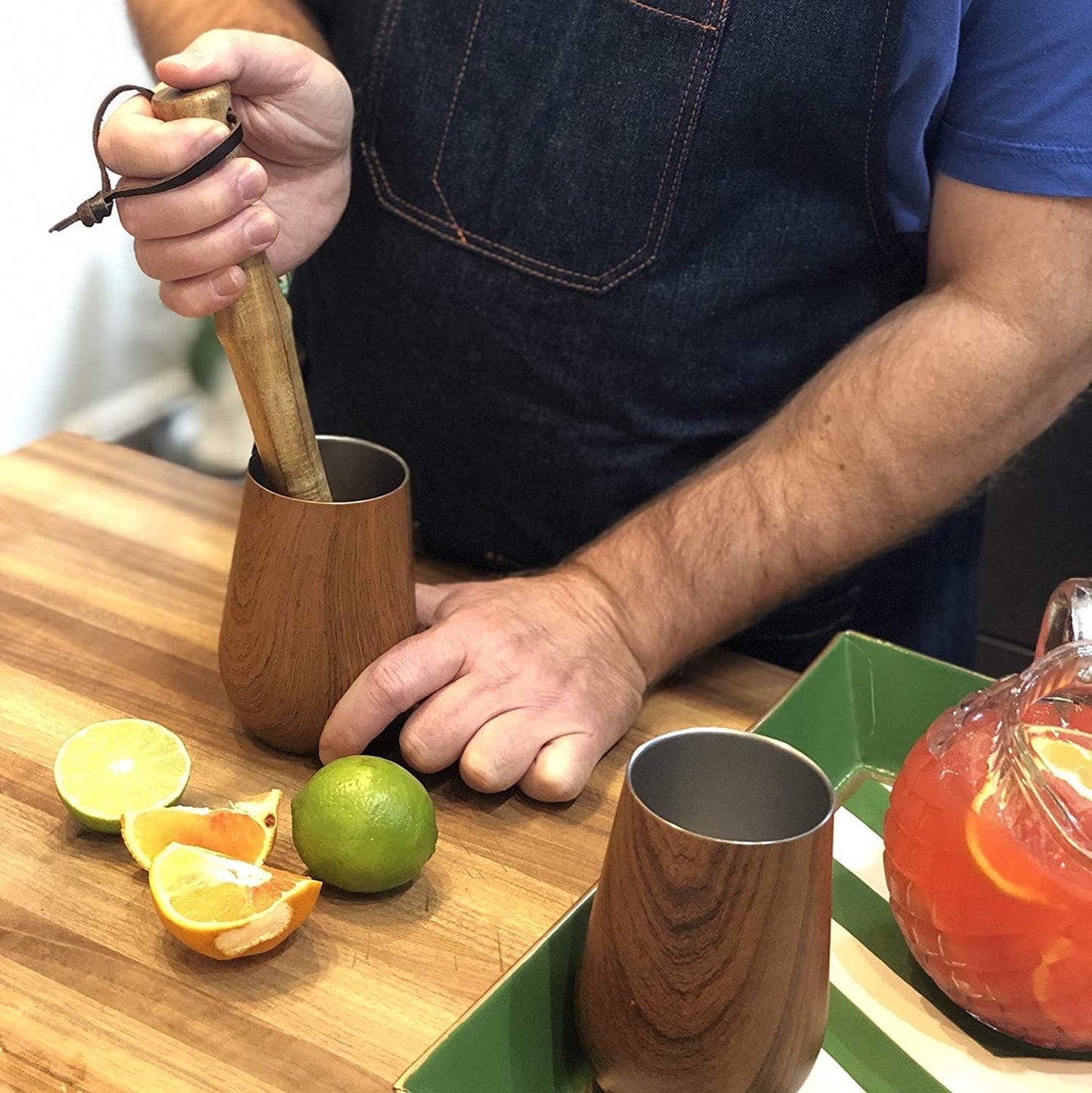 Outset Acacia Wood Cocktail Muddler, Natural, 11"
