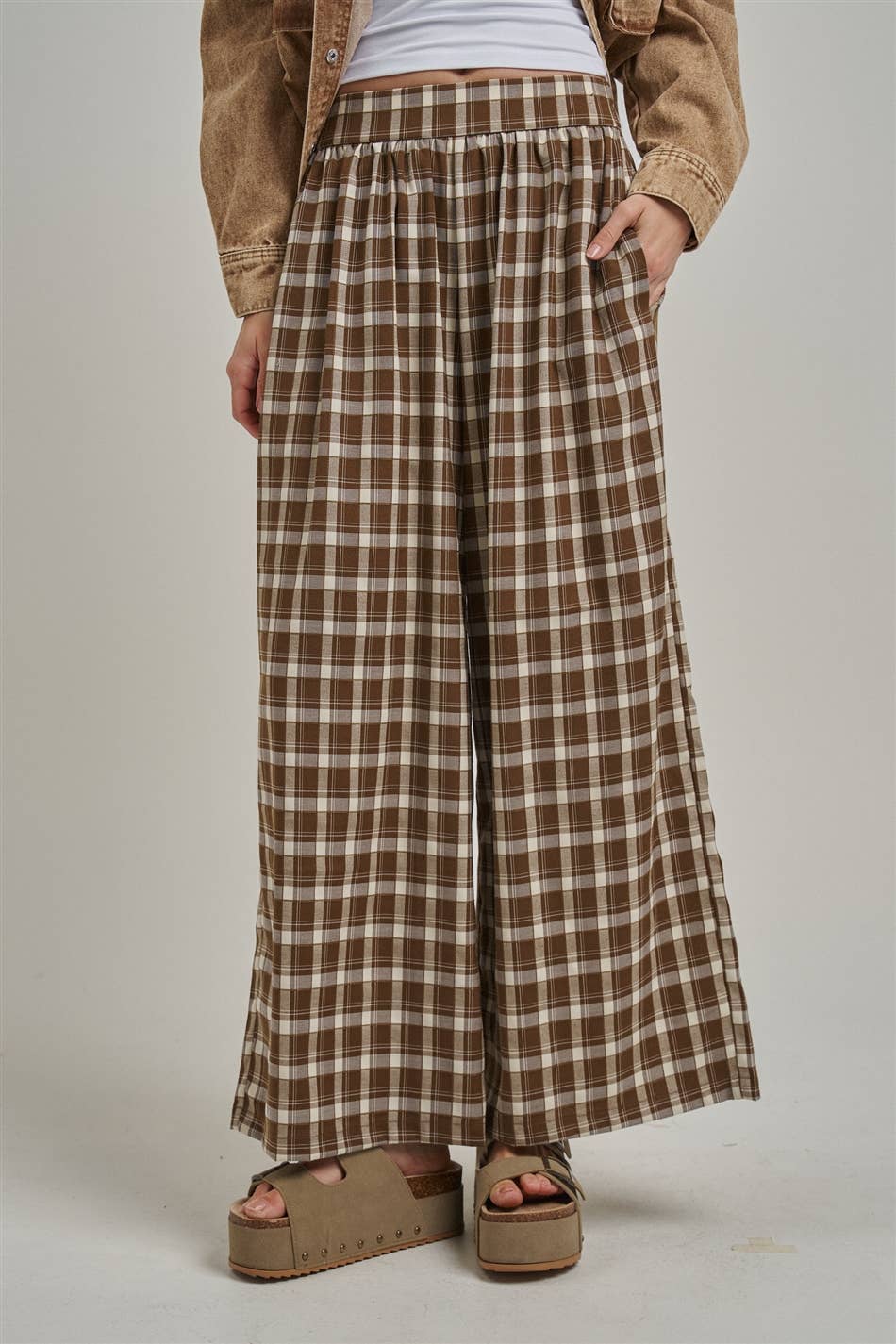 Fall Plaid Wide Leg Pants