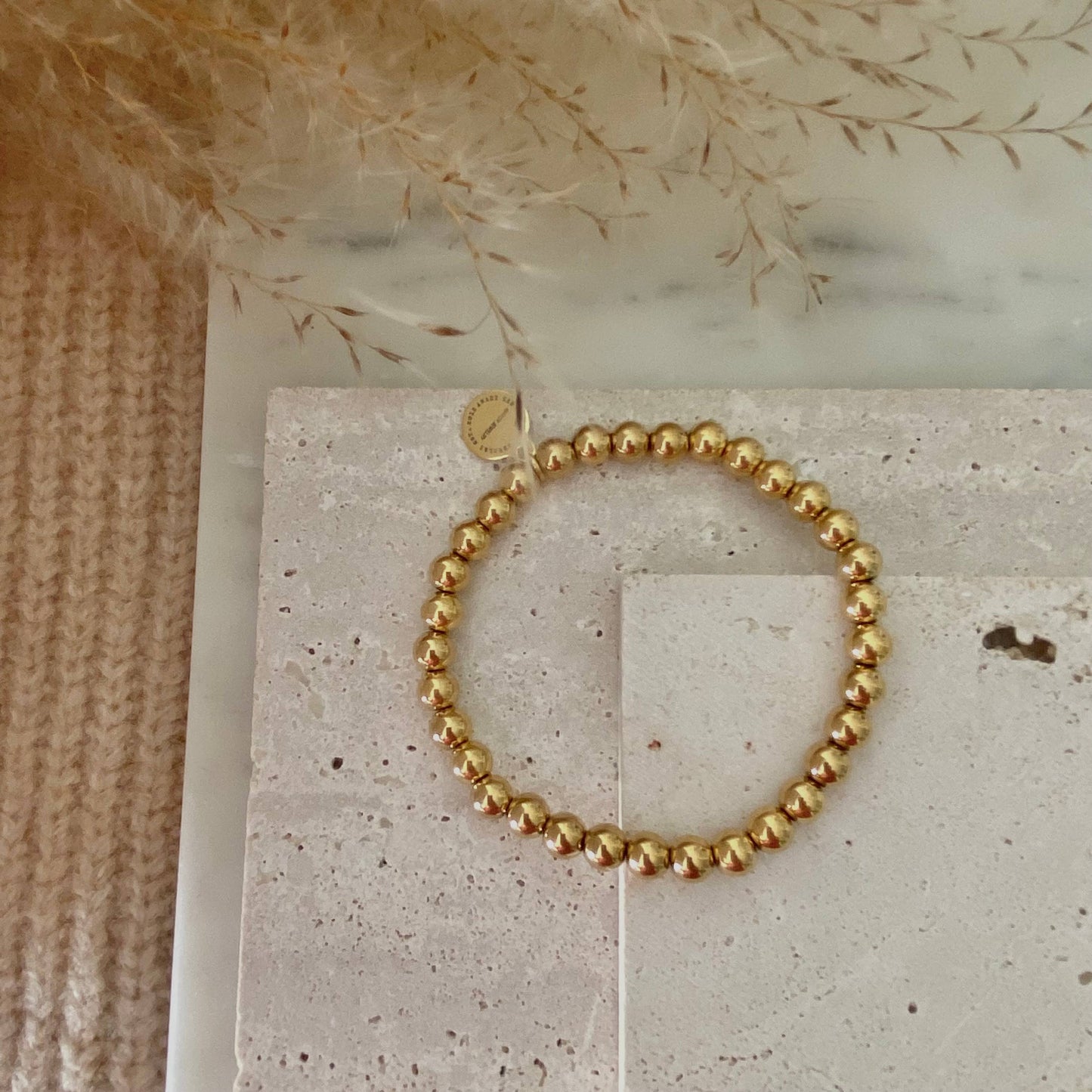 Gold Beaded Bracelet 18k gold plated stainless steel beads
