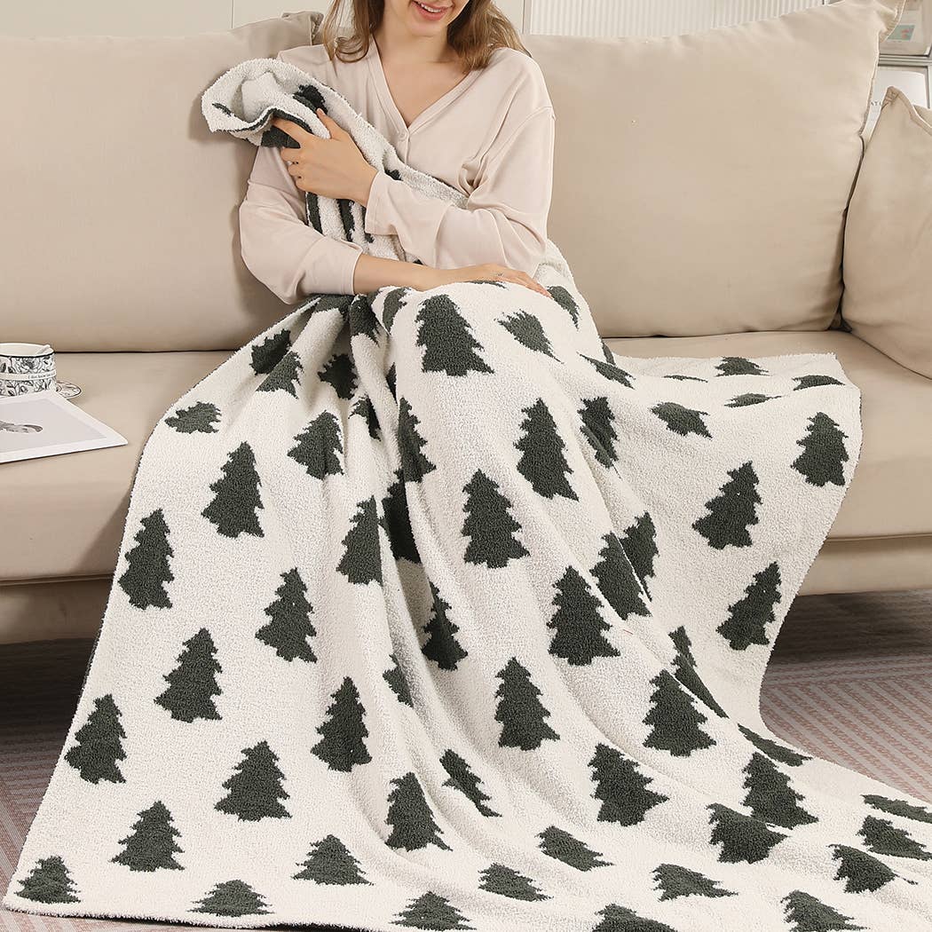 Trees Pattern Print Cozy Soft Throw Blanket