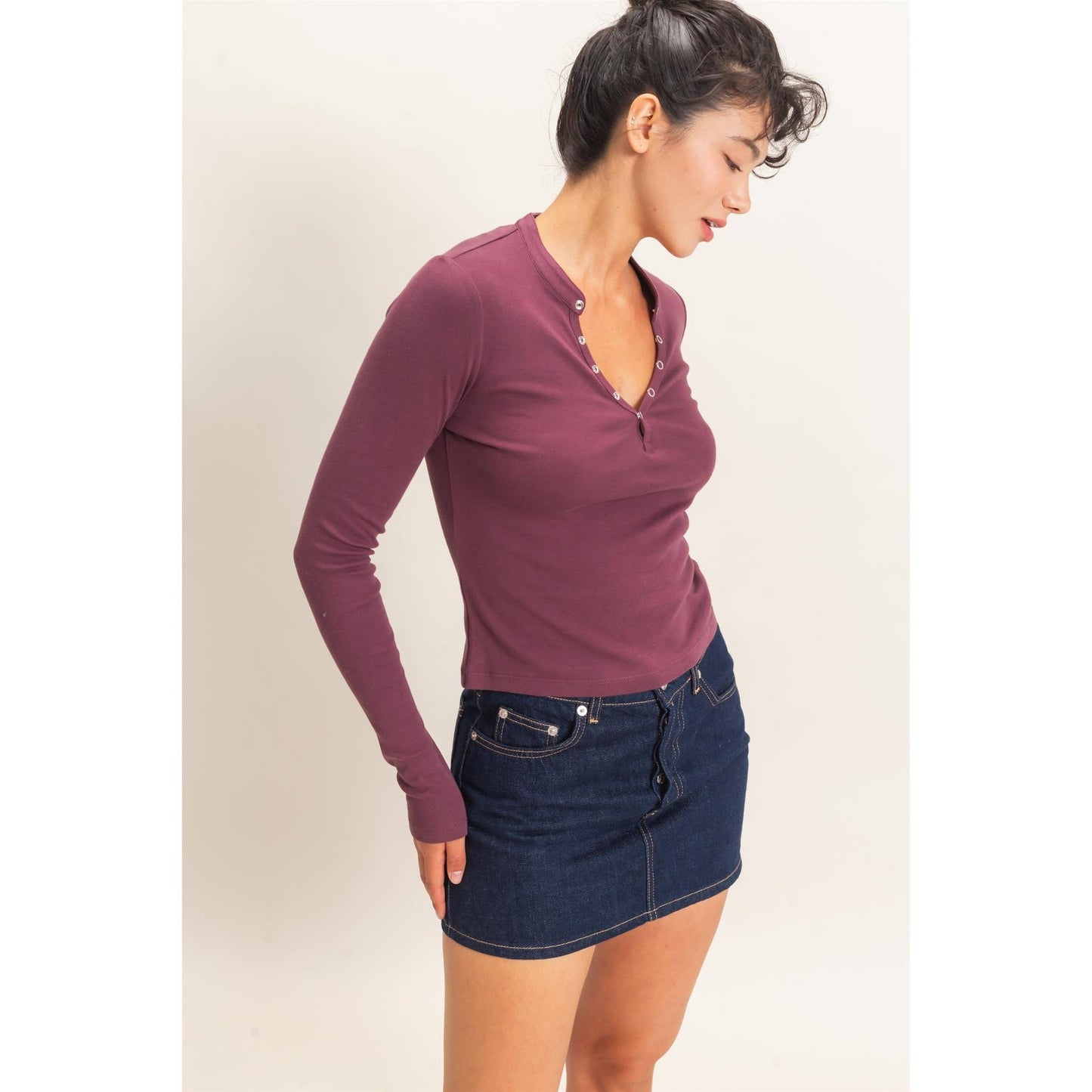 Long Sleeve Henley Top