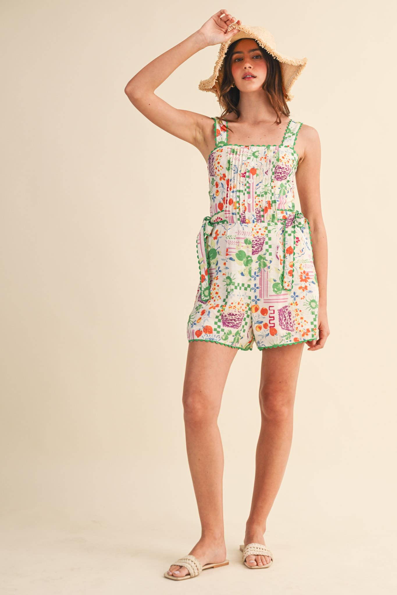 Floral Scallop Trim Romper
