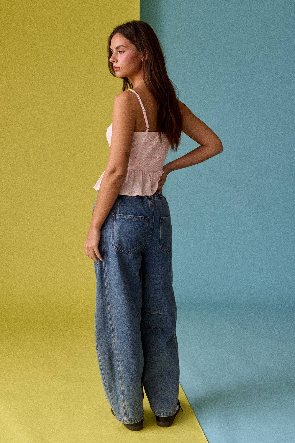 Eyelet Peplum Cami Top