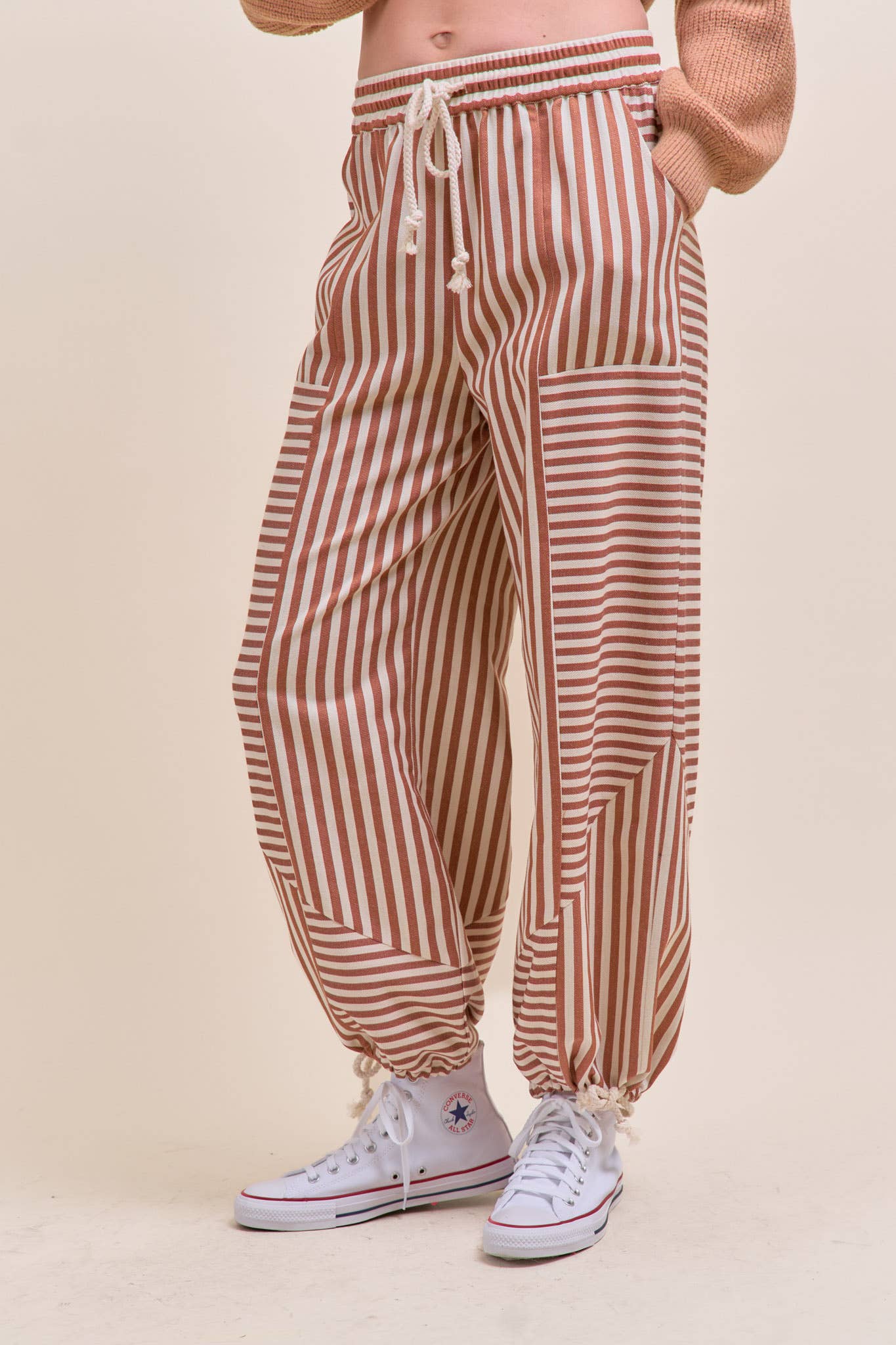Mixed Stripe Parachute Pants