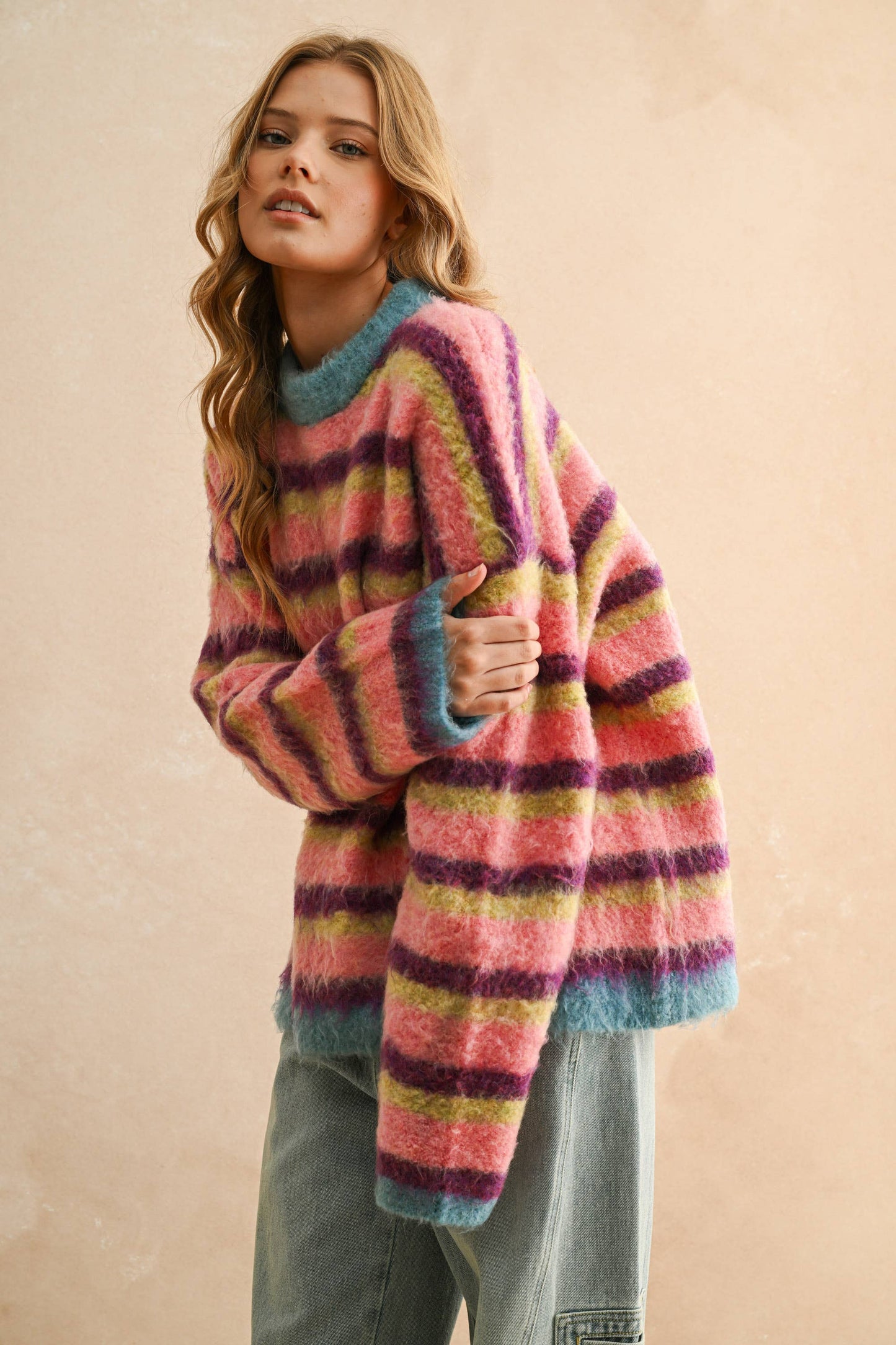 Multi Striped Brushed Sweater