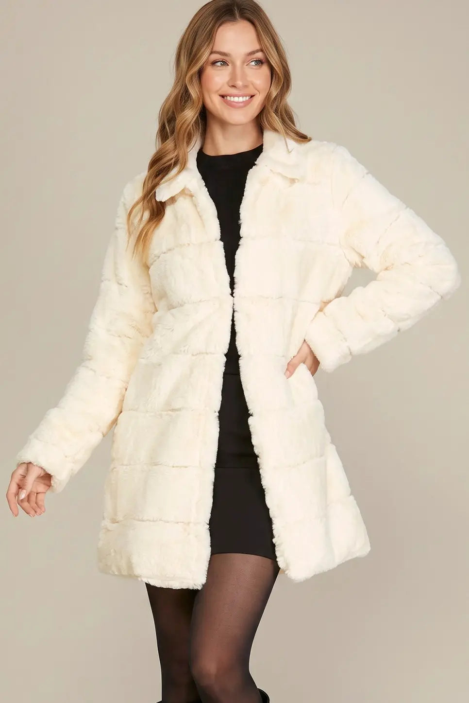 Ivory Faux Fur Jacket