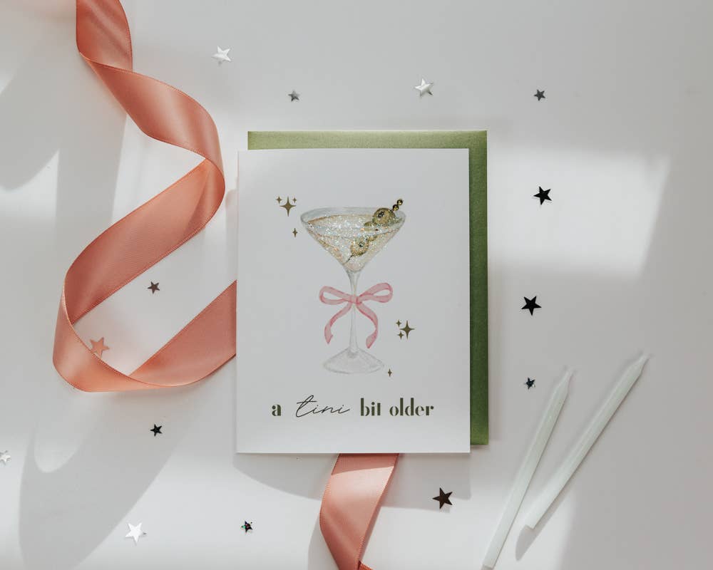 'Tini Bit Older' Olive Martini Birthday Greeting Card