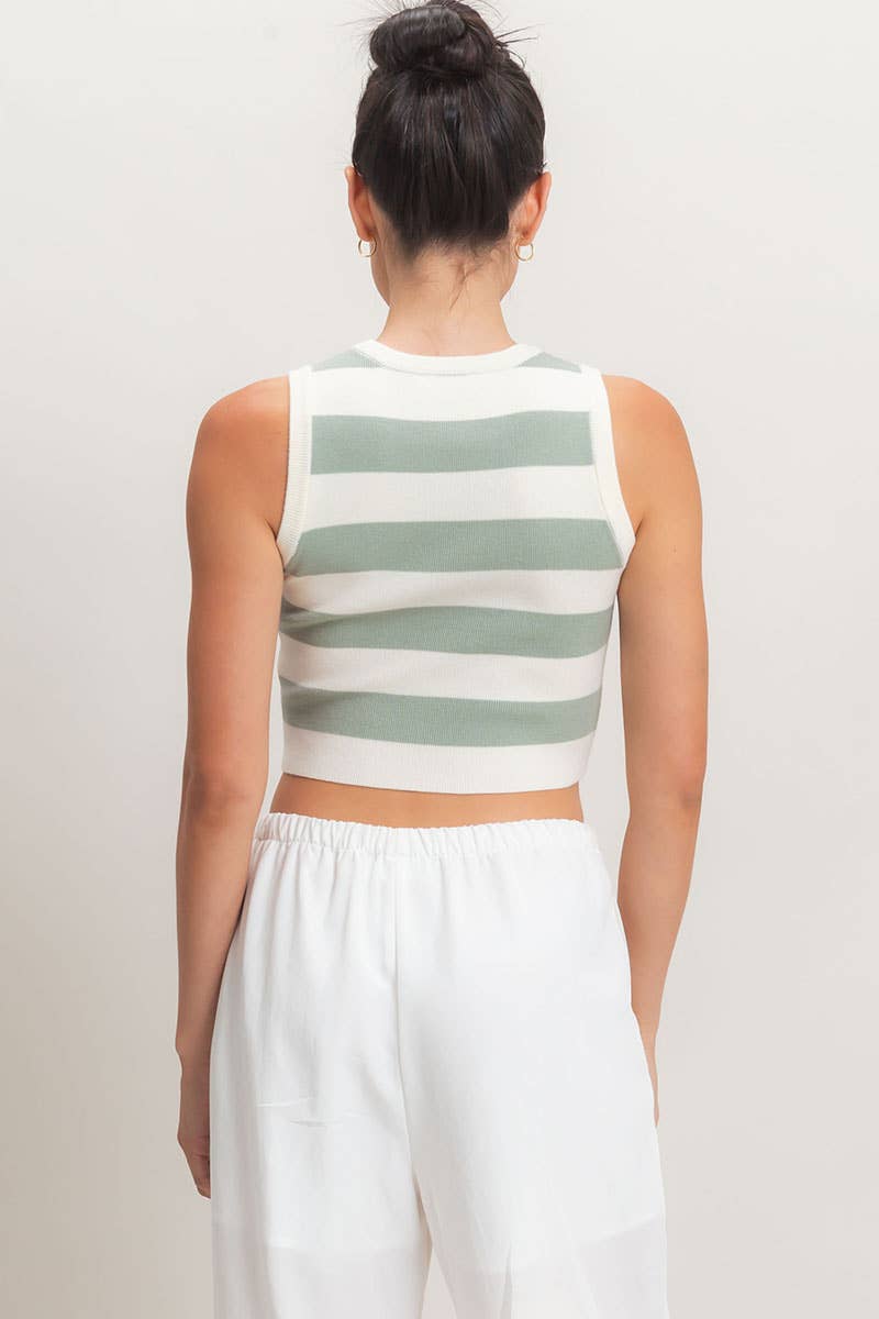 Striped Crop Tank Knit Top