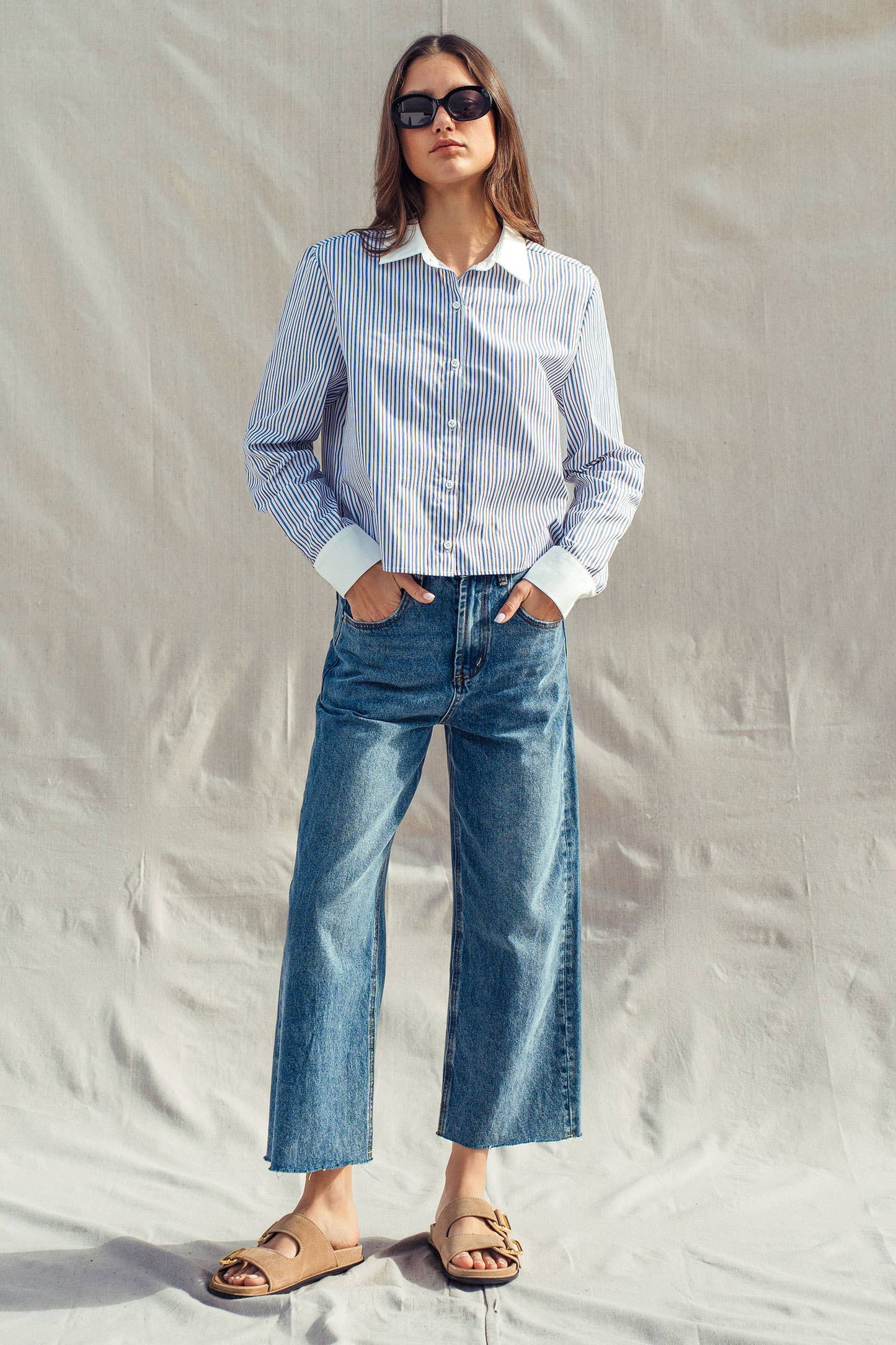 Relaxed Wide Leg Denim Jeans