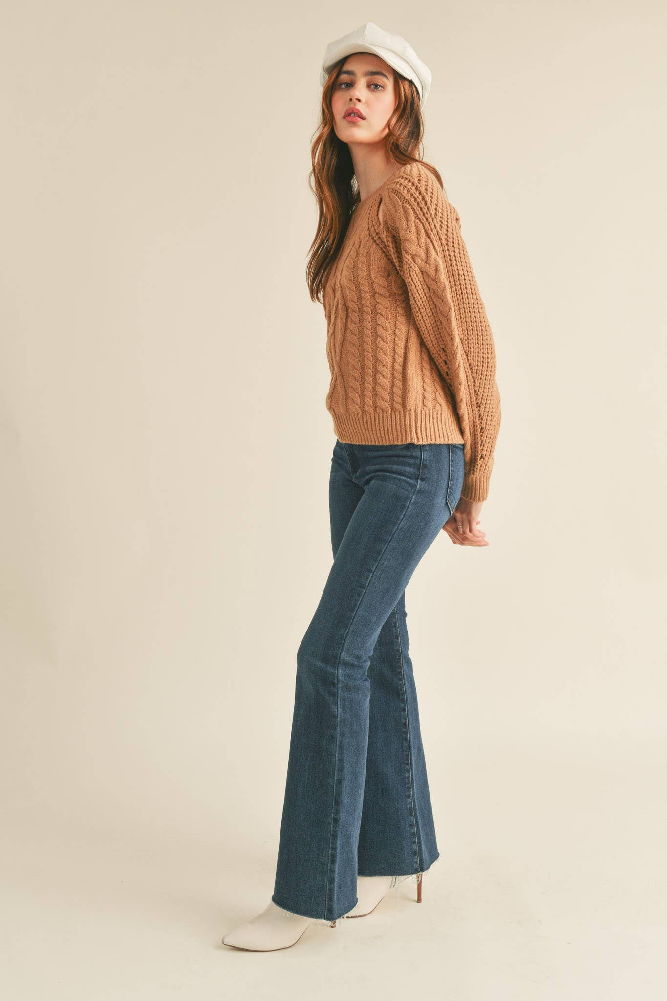 Cut Out Cable Knit Sweater