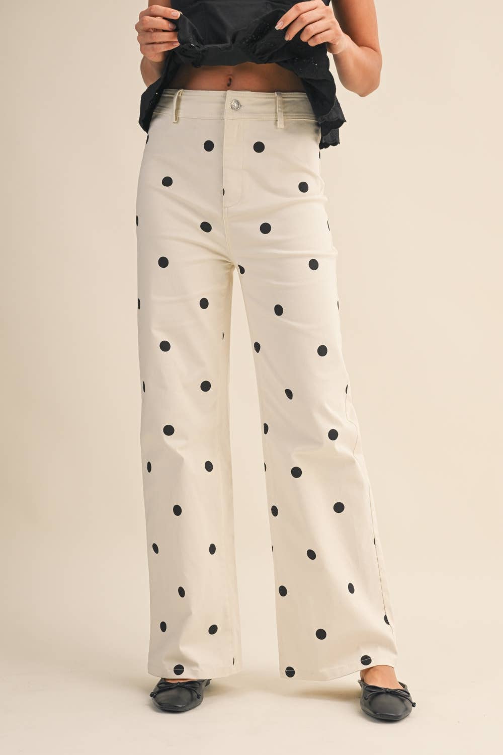Polka Dot Denim Pants