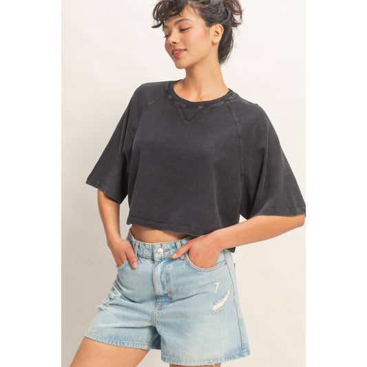Mineral Washed Cropped Tee