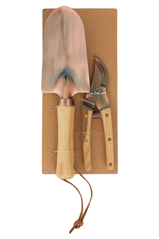 2-piece copper plated set, garden shovel & pruner