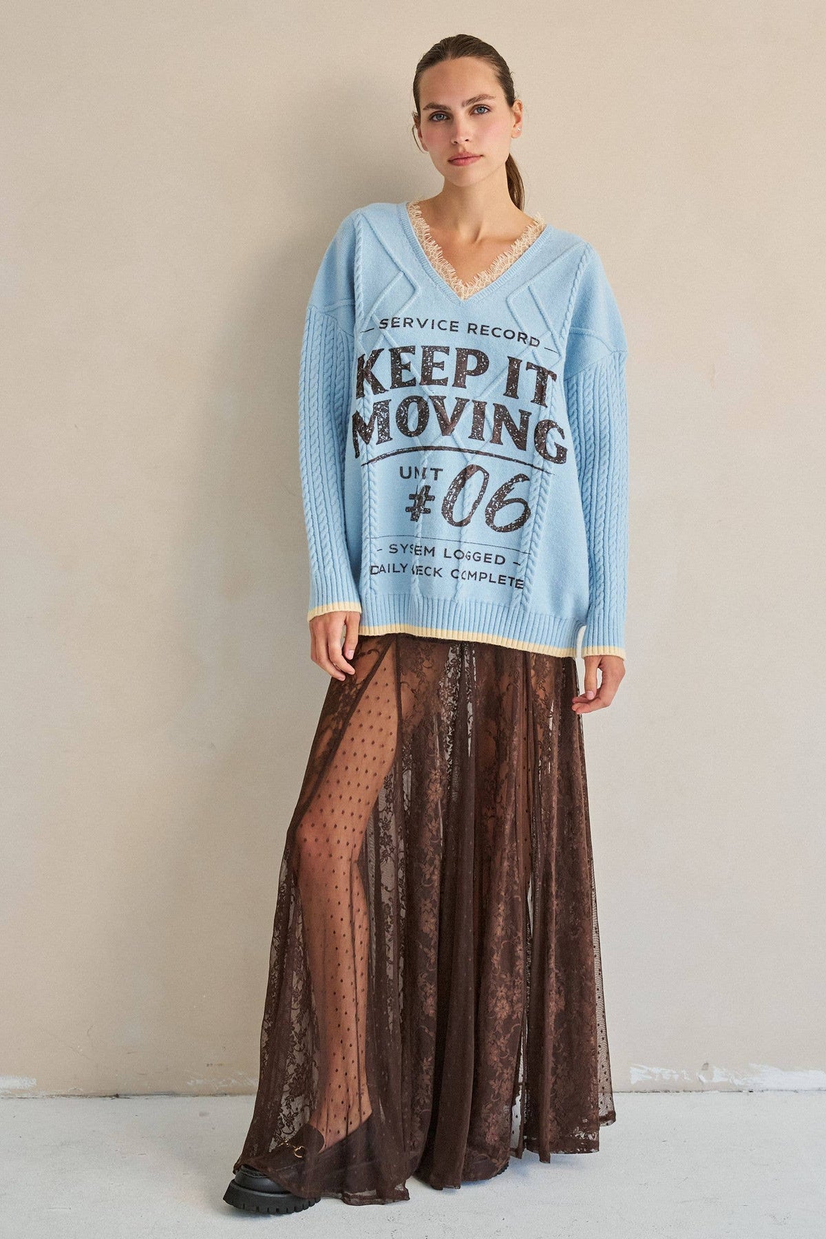 Sheer Lace Maxi Skirt