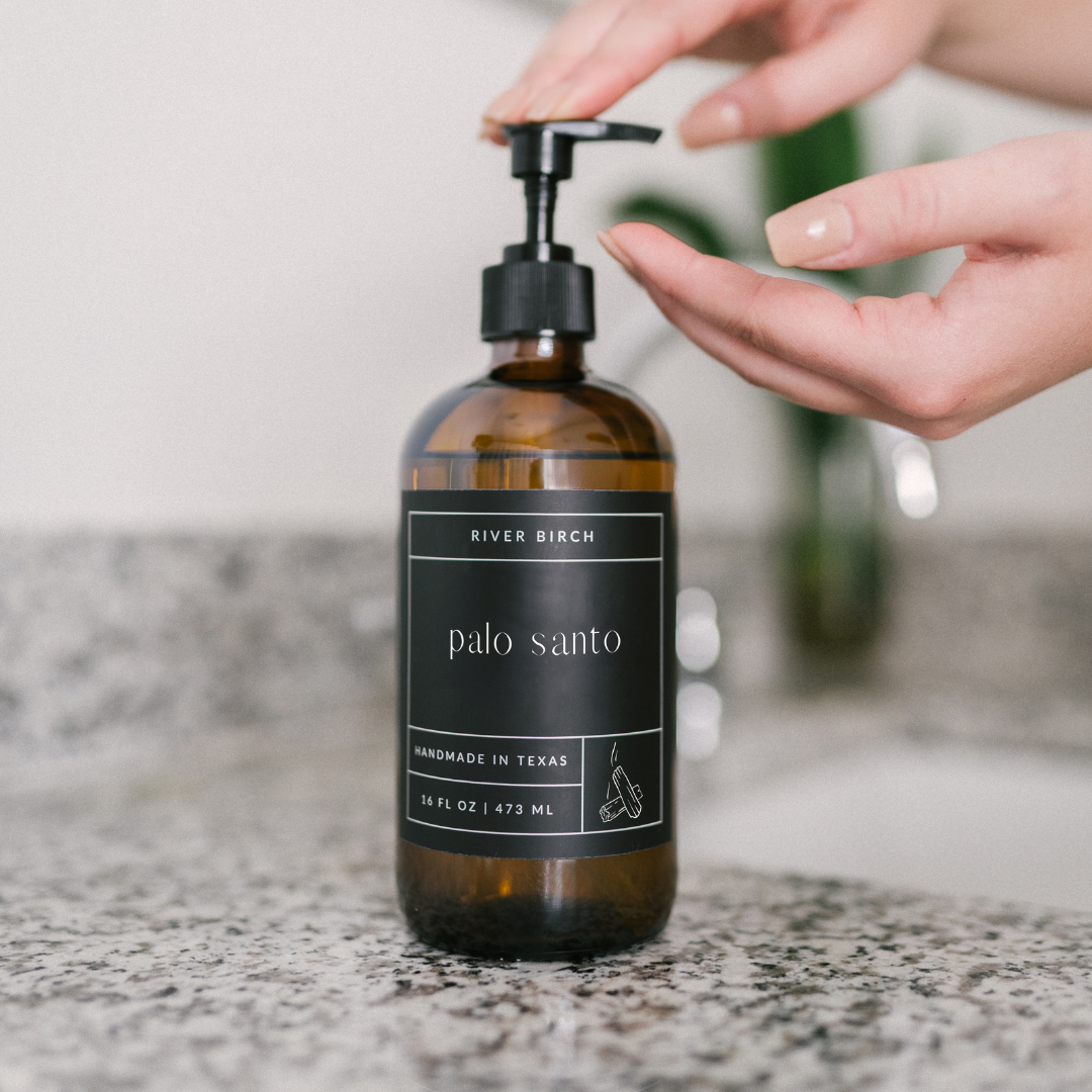 Palo Santo  - 16oz Amber Glass Soap-Handmade-Hand Wash