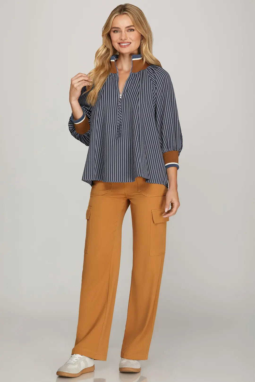 Half Zip Striped Top
