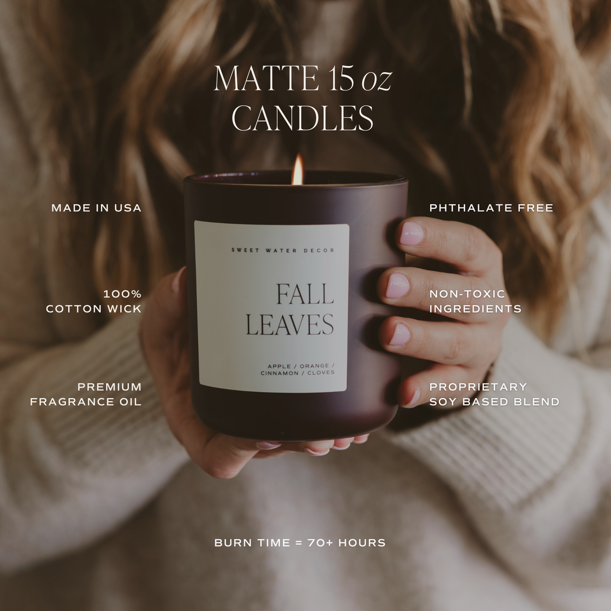 Fall Leaves 15 oz Soy Candle, Matte Jar - Fall Decor