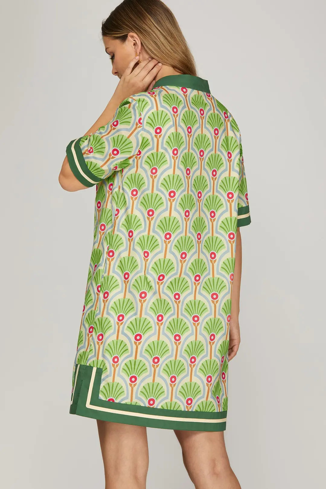Green Leaf Pattern Dress