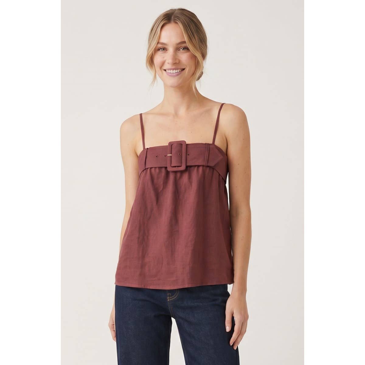 Statement Buckle Sleeveless Top