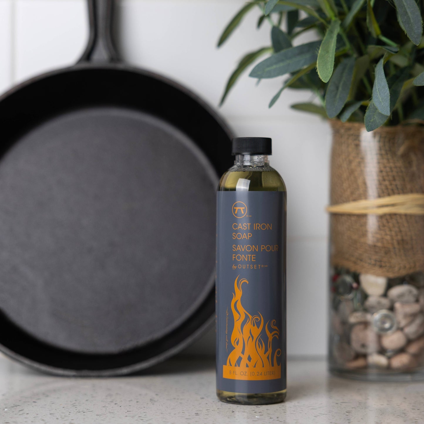 Outset Cast Iron Soap, 100% Natural Cast Iron Cleaner, 8 Oz