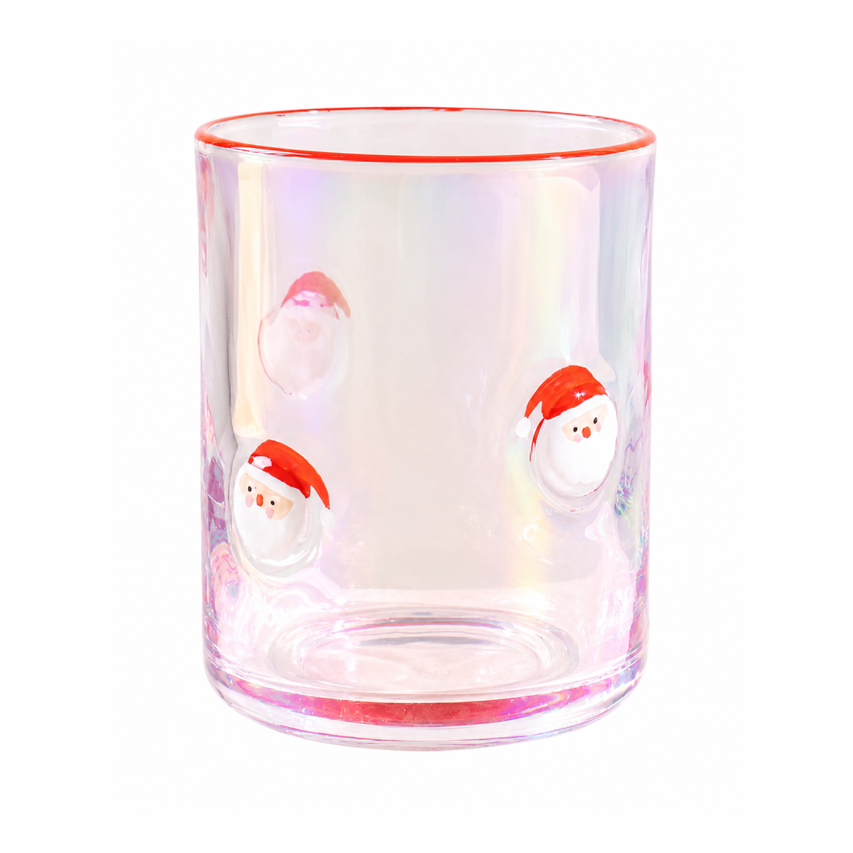 Santa Icon Luster DOF Glass with Red Rim