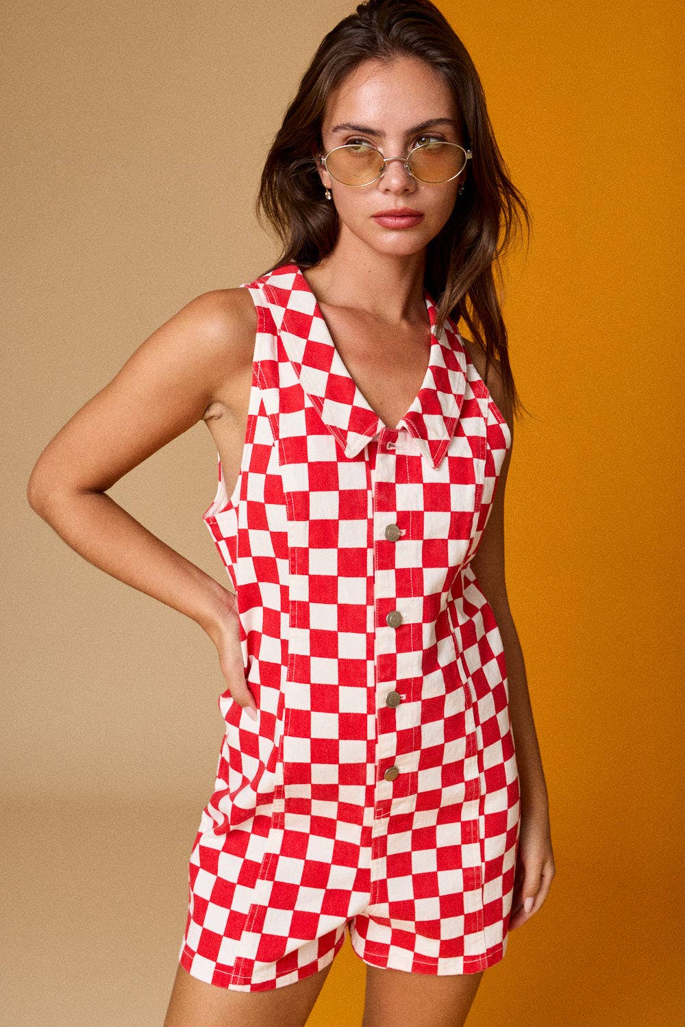 Denim Checker Romper