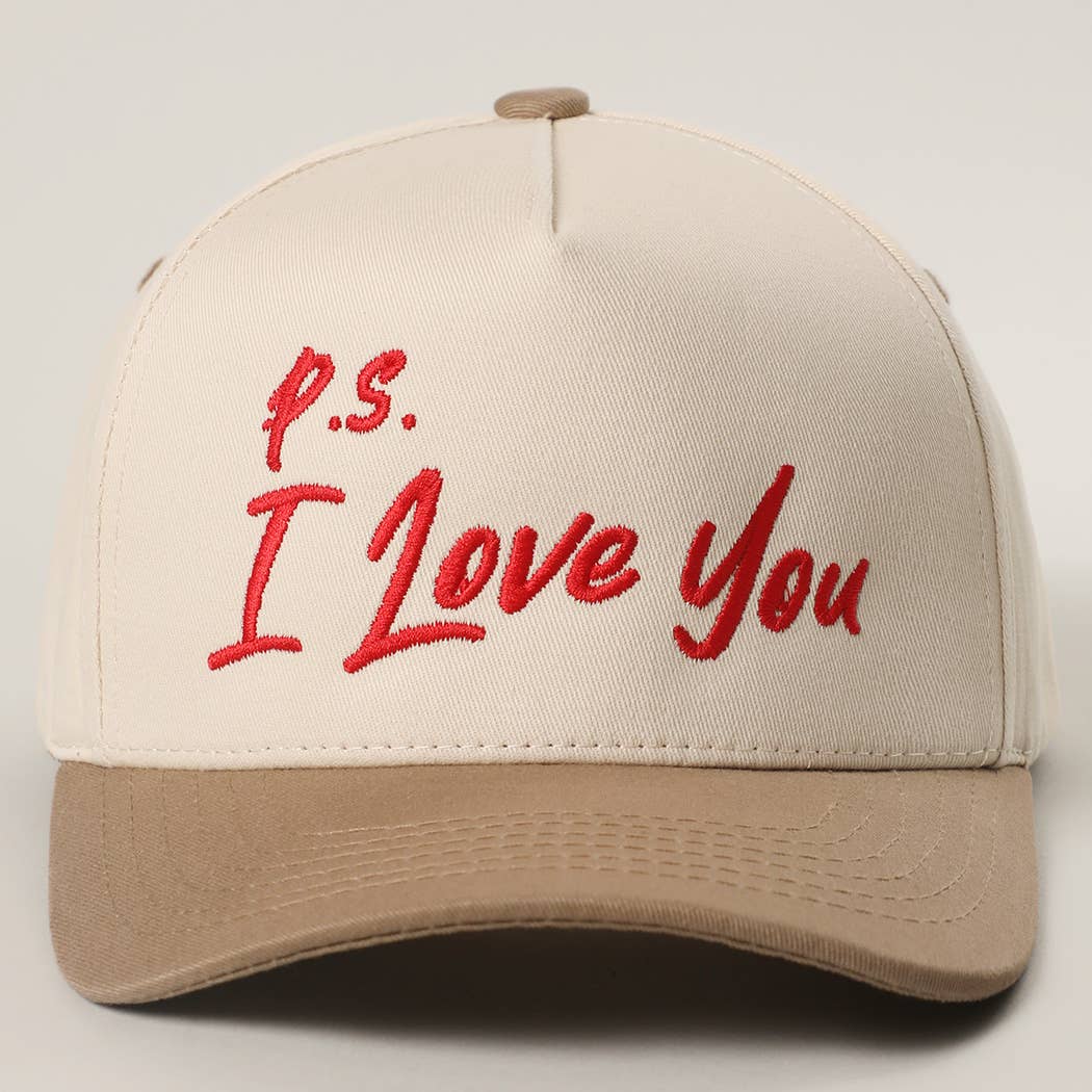 P.S. I Love You Valentine Embroidery Two-Tone Trucker Hat