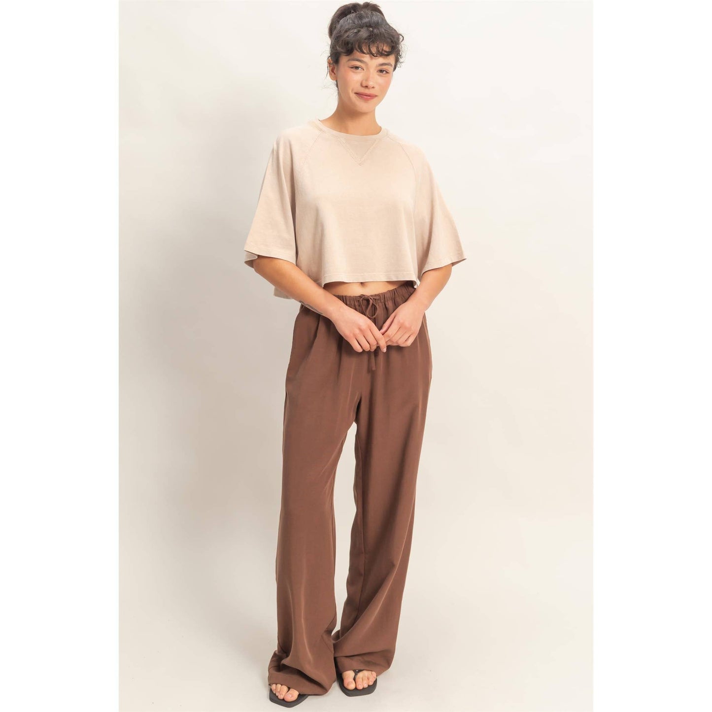 Mineral Washed Cropped Tee: FUCHSIA