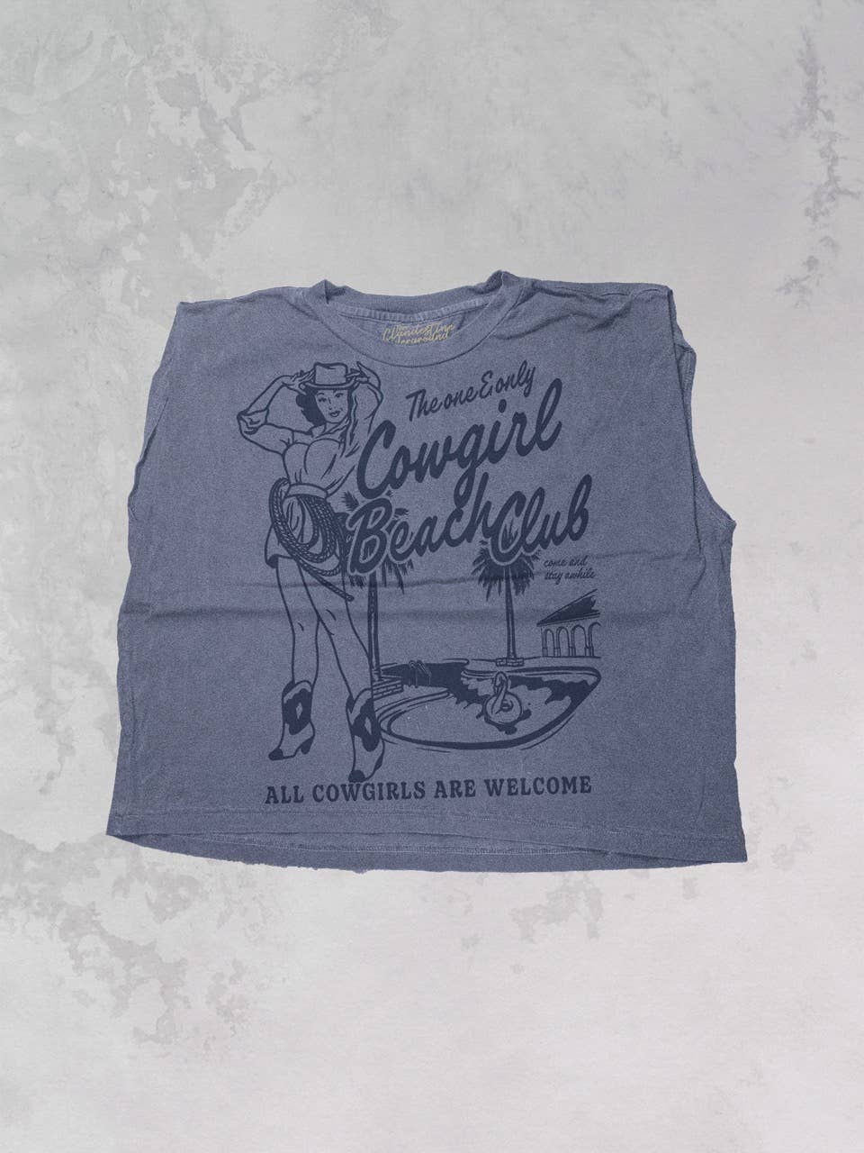Cowgirl Beach Club, Western Vintage Cropped Muscle Tank