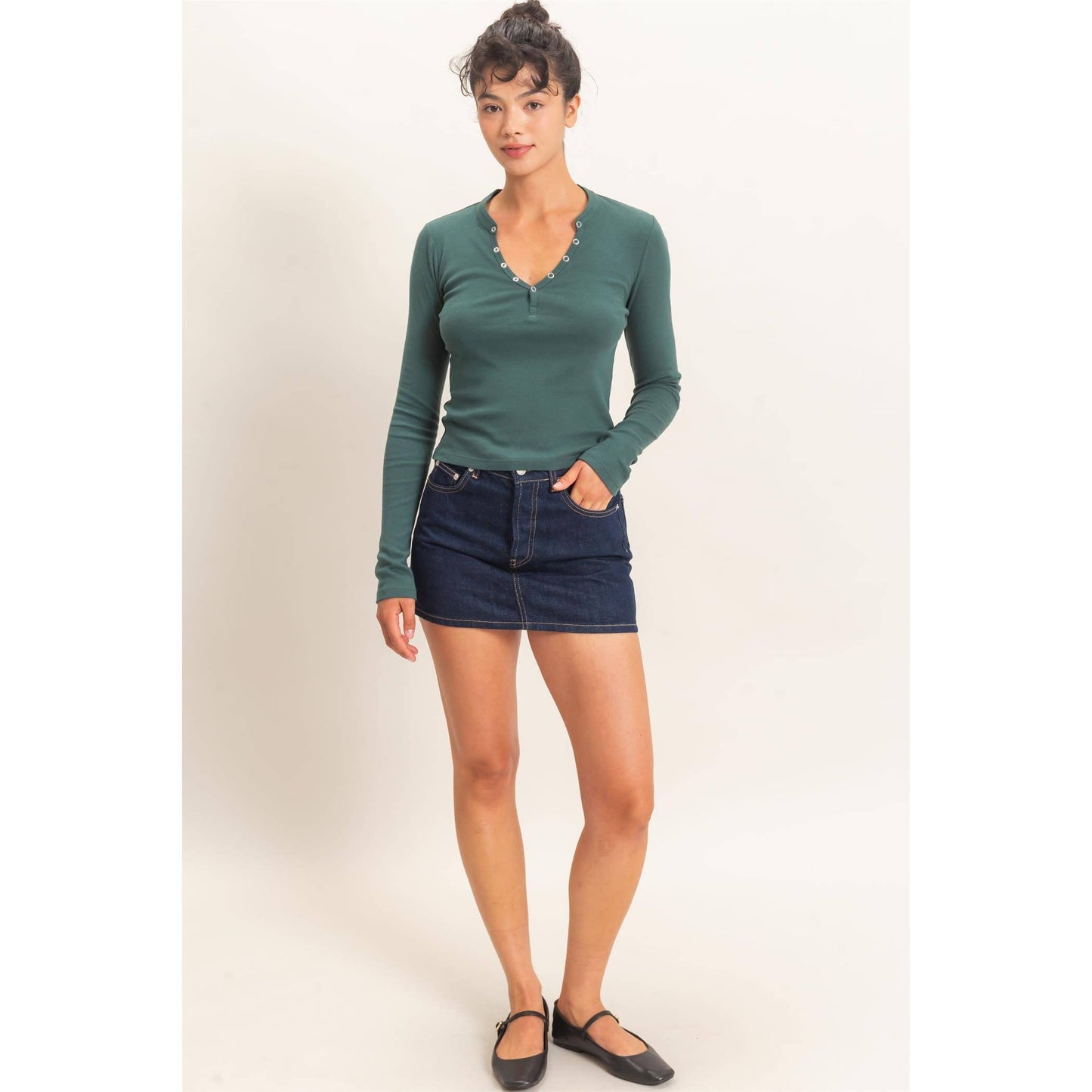 Long Sleeve Henley Top