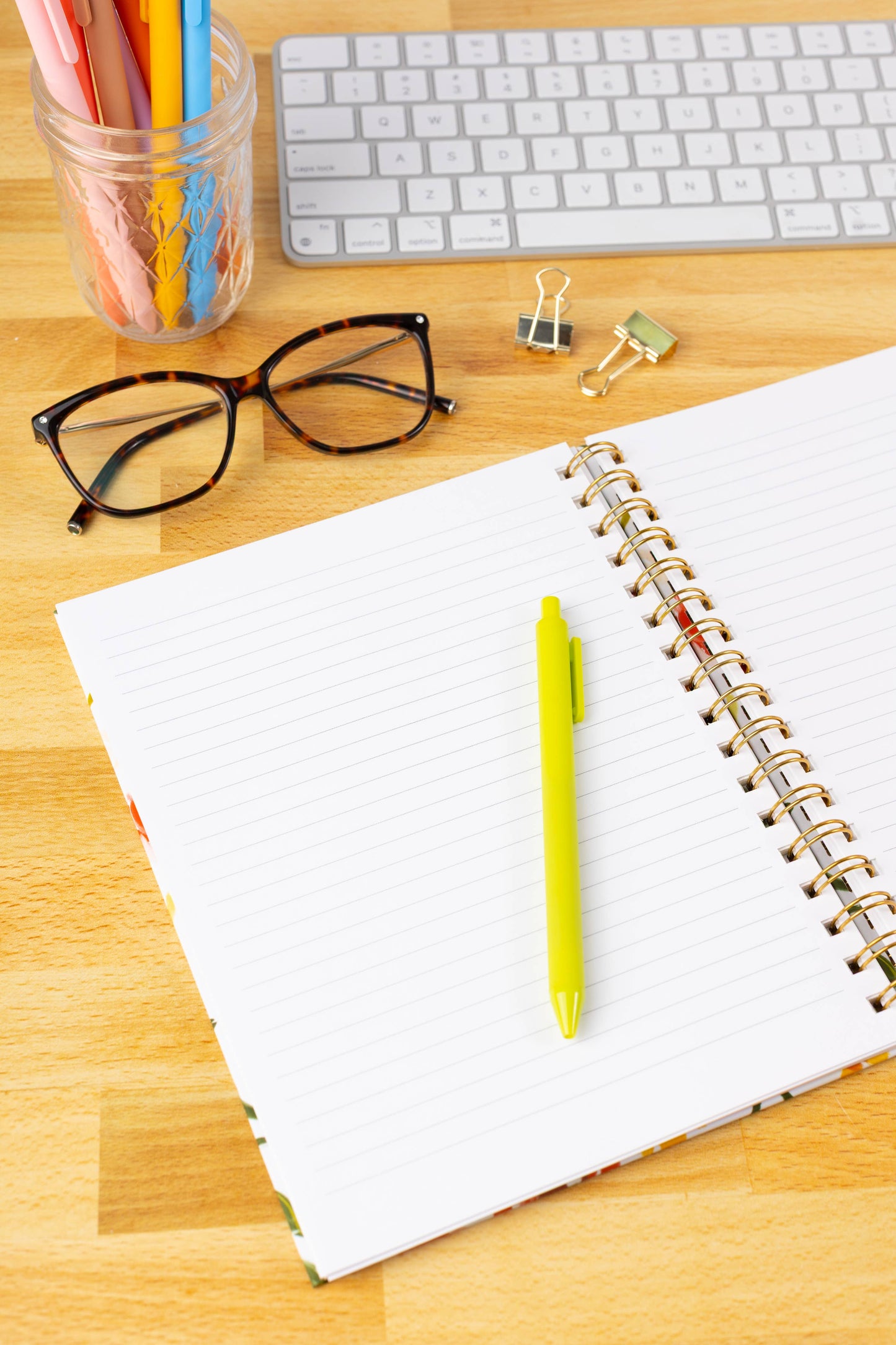 Pressed Floral 7x9 Hardcover Spiral Notebook