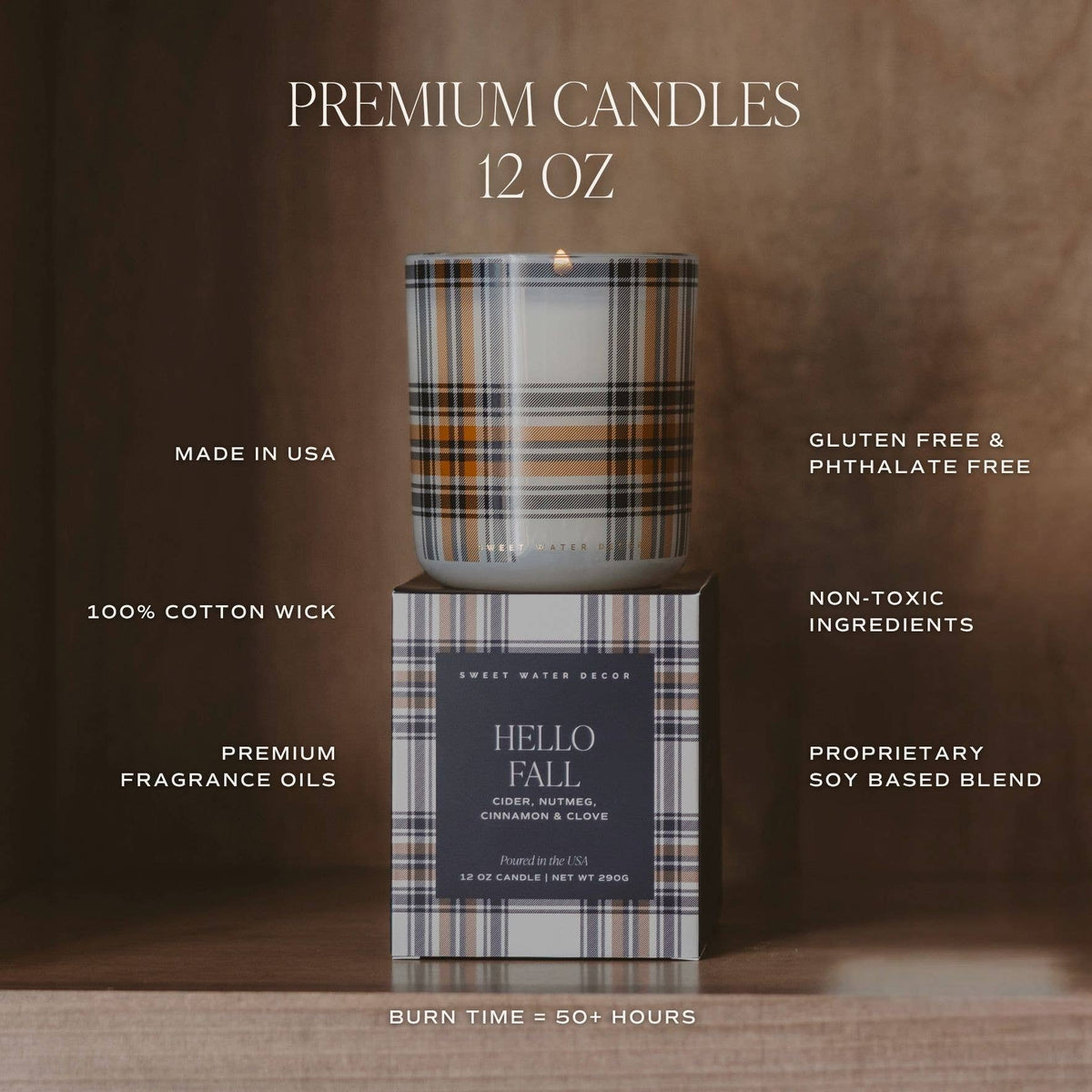 Hello Fall 12 oz Boxed Soy Candle - Fall Decor & Gifts