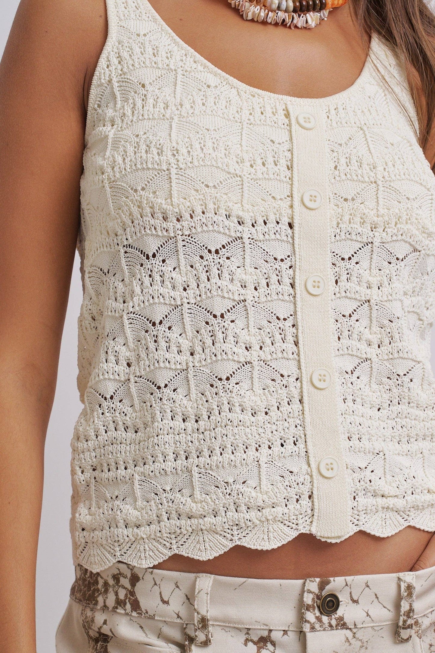 Knit Button Front Tank Top
