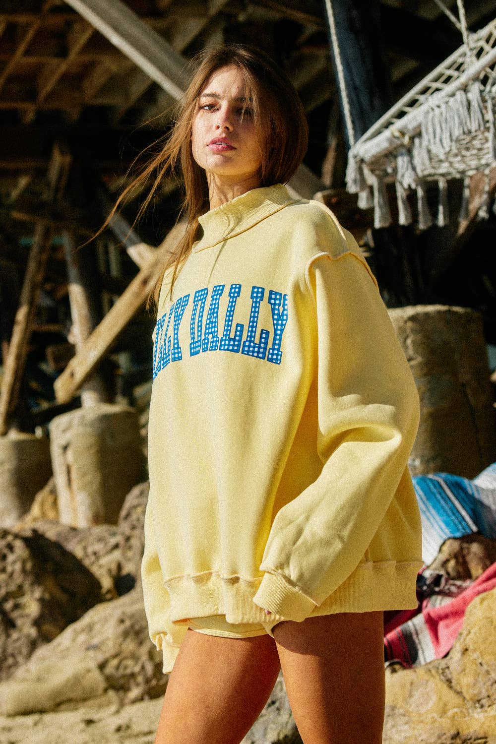 DILLY DALLY/LOLLY GAG | Reversible Mock Neck Sweatshirt