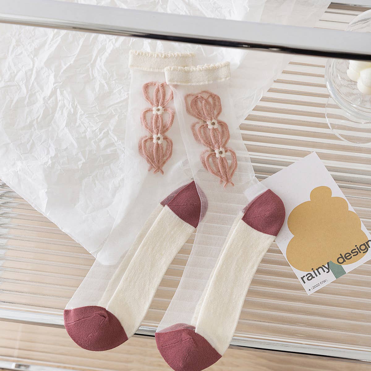 Floral Sheer Mesh Socks