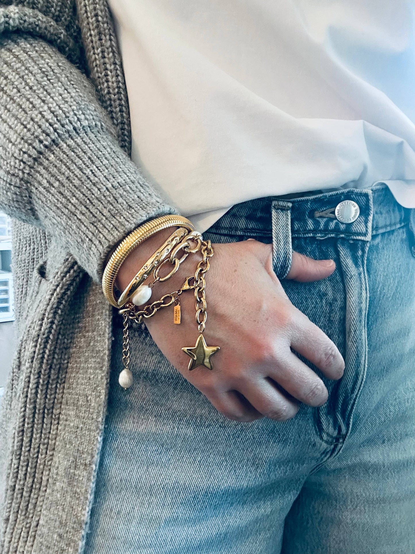 18k Gold Plated Star Pendant Bracelet – Adjustable Chain