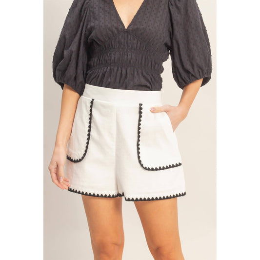 Scallop Trim High-Waisted Shorts