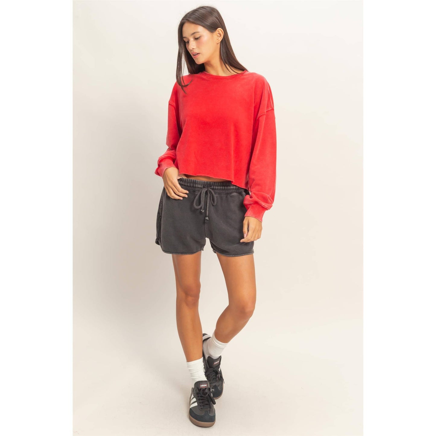 Cropped Mineral Wash Sweatshirt