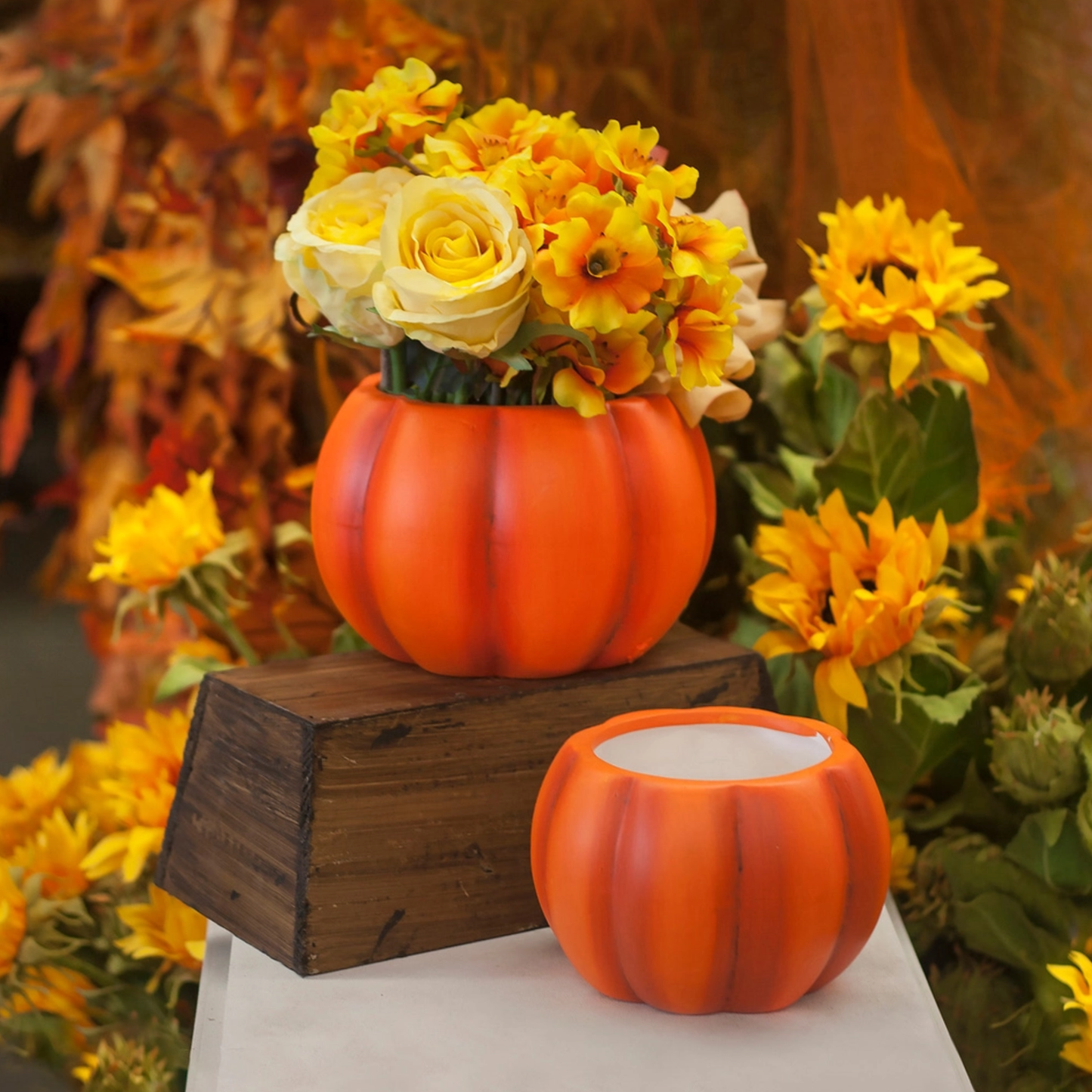 Matte Ceramic Pumpkin Planter